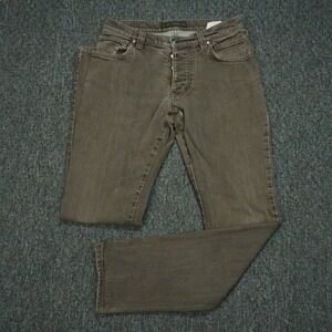 Etro Jeans Mens 30x32 Brown Straight 5 Pocket Stretch Button Fly Designer‎